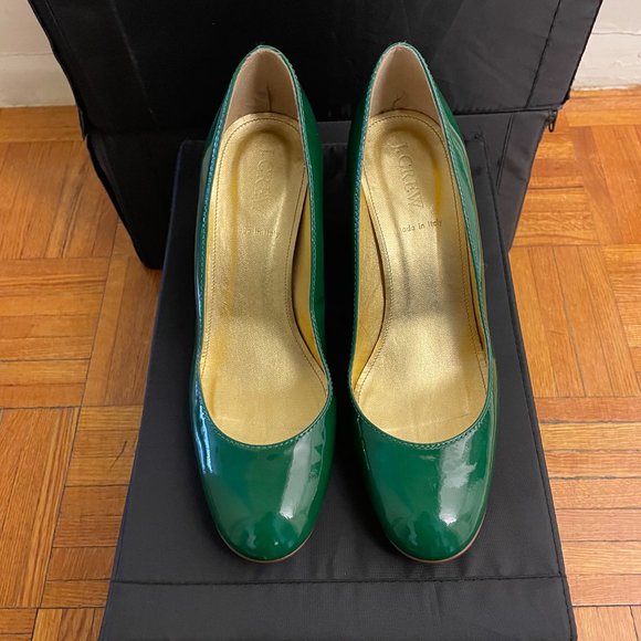 J. Crew Juliet Green Patent Heels - Size 8 - Picture 1 of 6